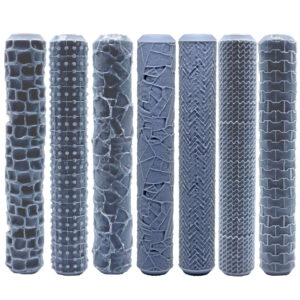 Set 7 rodillos texturizadores PAVIMENTOS – CAMINOS, 7,8 cm, para arcilla polimérica y cerámica, herramientas de modelismo, diseño preciso